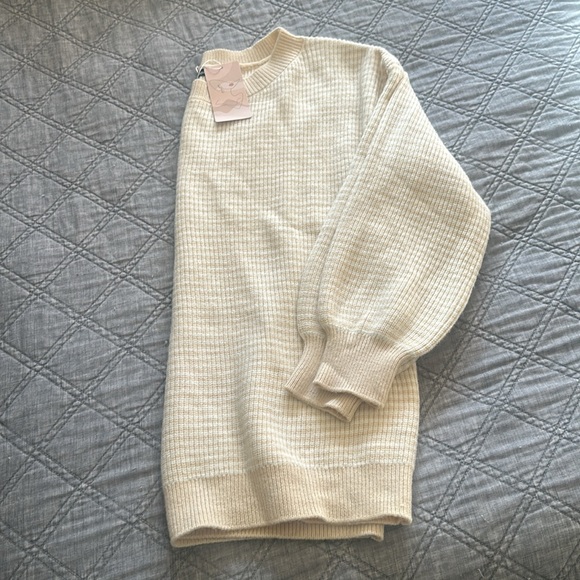 Oversized striped Beige Sweater - Picture 4 of 8